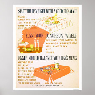 Póster Coma sàbiamente a estada WPA 1942 saudável
