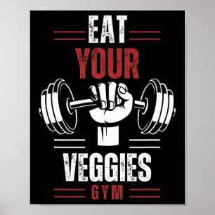Poster Coma Seus Legumes Ginásio de Treino de Fitness Veg