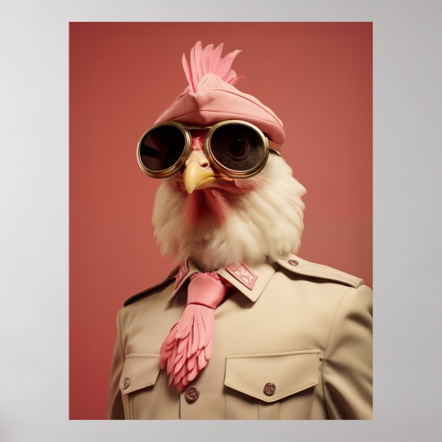 Poster Comandante do frango na moda Páscoa (Frente)