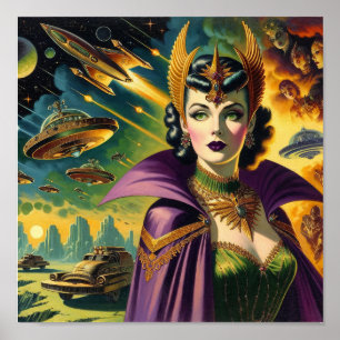 Poster Comandante Espacial Retro