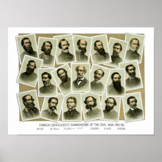 Poster Comandantes Confederados da Guerra Civil