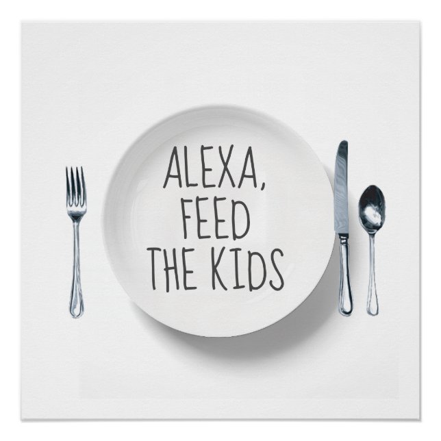 Póster Comando Alexa Humor em Branco (Frente)