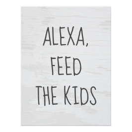 Póster Comando Alexa Humor em Branco Texturizado