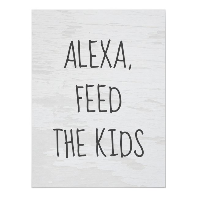 Póster Comando Alexa Humor em Branco Texturizado (Frente)