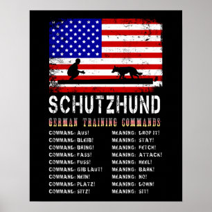 Poster Comandos de Formação Alemã do Service Dog Schutzhu