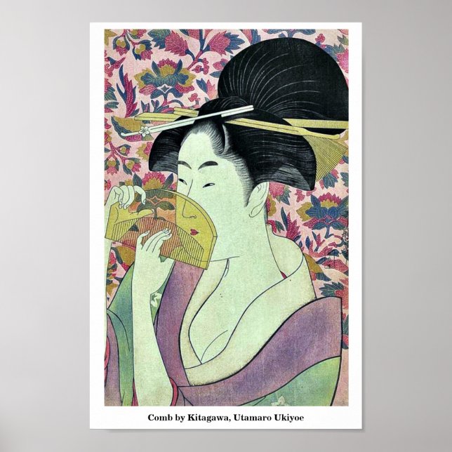 Póster Comb de Kitagawa, Utamaro Ukiyoe (Frente)