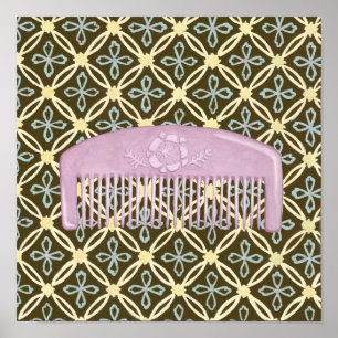 Póster Comb Lavanda sobre fundo de chocolate