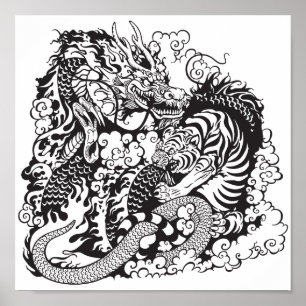 Póster combate a dragões e tigre