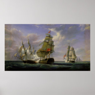 Póster Combate entre La Canonniere da fragata francesa '