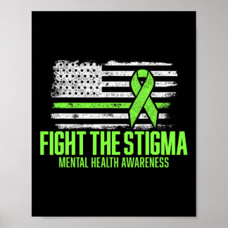 Poster Combater O Stigma Americano Flag Mental Health Awa