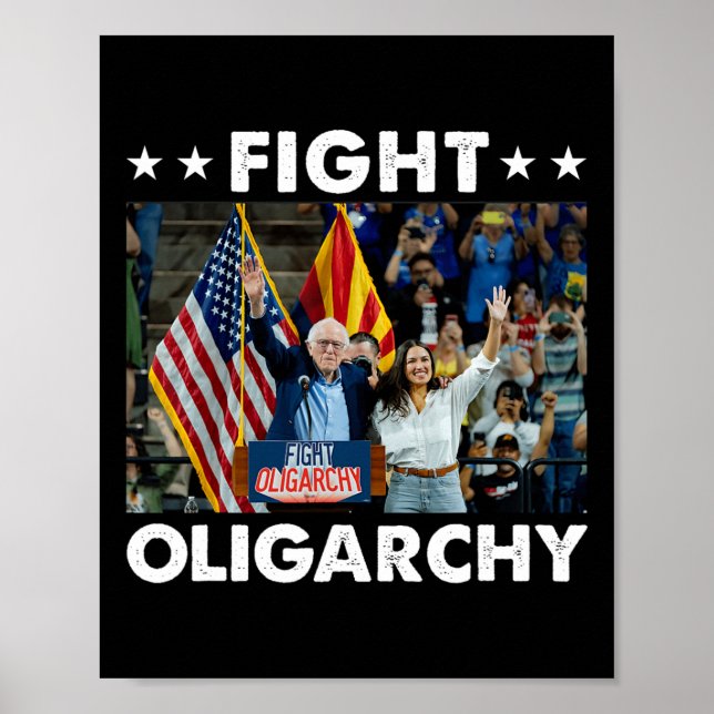 Poster Combater Oligarchy Bernie Sanders E A Liberdade Ao (Frente)