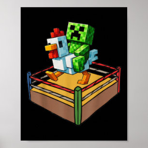 Poster Combater Videos games de frango Camisa Meninos Eng