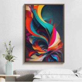 Poster combinação de cores vibrantes com abstrato, na mod
