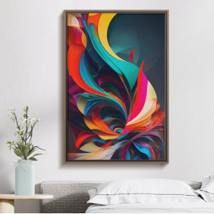 Poster combinação de cores vibrantes com abstrato, na mod