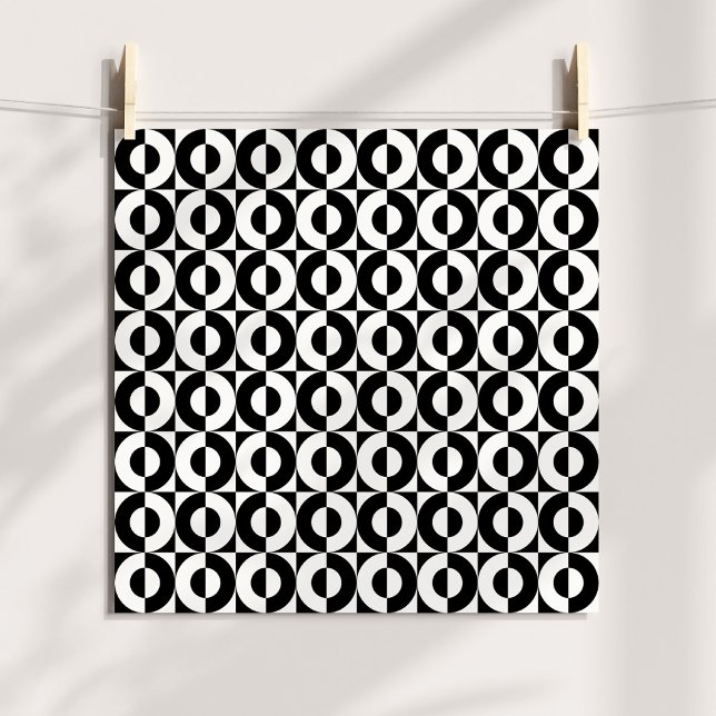 Póster Combinação Geométrica Preto e Branco Círculos Dive (Funky Circles Poster)