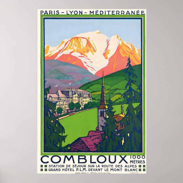 Poster Combloux Chamonix Megeve Alpes Montanhas França (Frente)