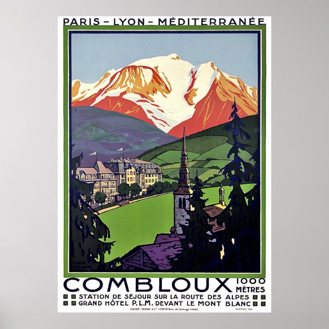 Poster Combloux no Verão, França, viagem vintage (Frente)