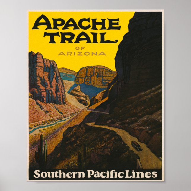 Poster Comboio Apache de Viagens vintage de Arizona (Frente)