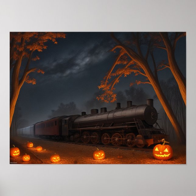 Poster Comboio através de uma floresta de Halloween (Frente)