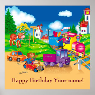 Póster comboio e carro