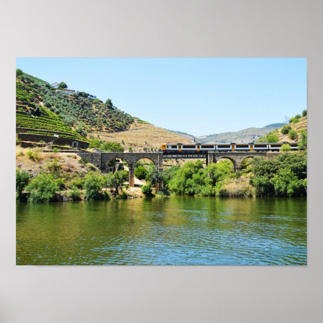 Poster Comboio e rio Douro em Portugal (Frente)