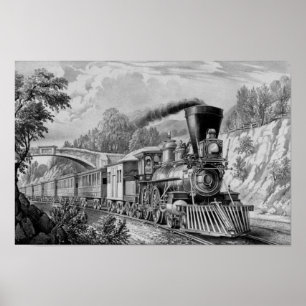 Poster Comboio expresso - Vintage Railroad