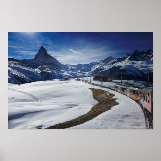 Poster Comboio ferroviário de Gornergrat e Matterhorn em  (Frente)
