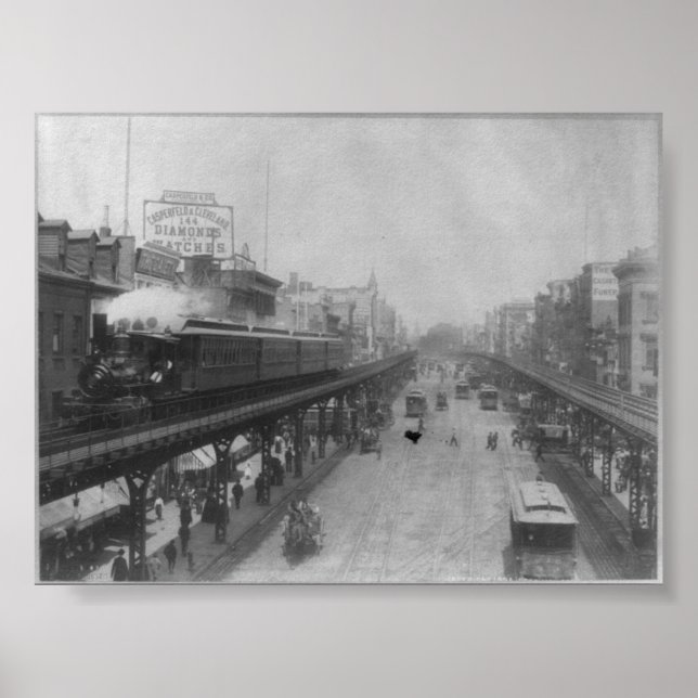 Poster Comboio Ferroviário Elevado Nova Iorque NY (Frente)