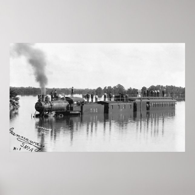 Póster Comboio Inundado, 1904 (Frente)