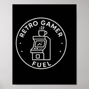 Poster Combustível de Gamer Retrô Café de Arcade de Jogos