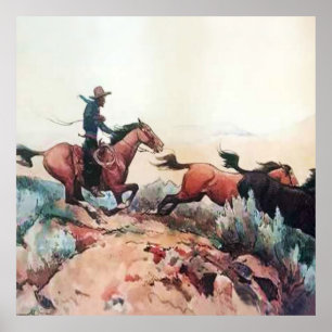 Poster “Come A-Runnin” Arte Ocidental por Maynard Dixon