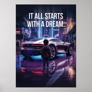 Poster Começa Com Uma Motivação De Sonho, Supercarro Hust