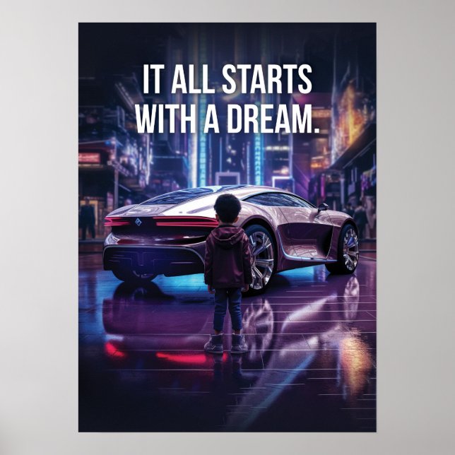 Poster Começa Com Uma Motivação De Sonho, Supercarro Hust (Frente)