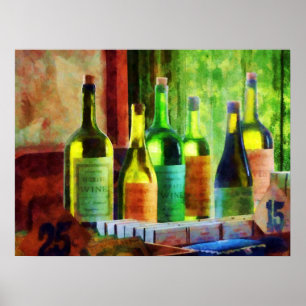 Póster COMEÇAR SOB $20 - garrafas do vinho perto da