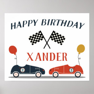 Poster Comece a festa de aniversário feliz do carro de co