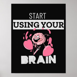 Poster Comece a usar seu cérebro   Design de cérebro engr