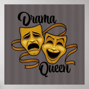 Poster Comédia Dourada e Teatro Tragédia Máscara Rainha D