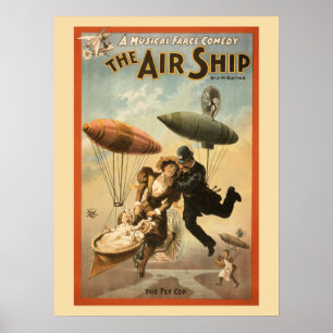 Póster Comédia musical do vintage o navio do ar