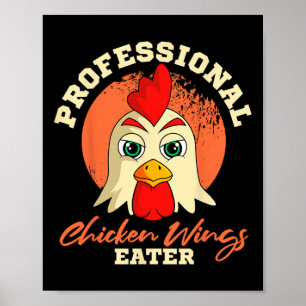 Poster Comedor de Asas de Frango Retro Vintage Byrbeque B