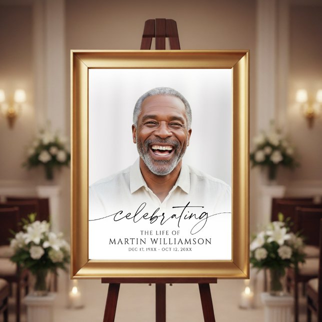 Poster Comemorando a Vida de Nome Foto Script Memorial (Criador carregado)