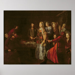 Póster Comemorando o acordo do casamento, 1777