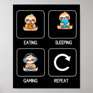 Poster Comendo Jogando Dormindo Jogando Video Game Gamer