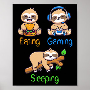Poster Comendo Jogos Dormindo Jogo Homens Leves Crianças