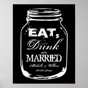 Póster Comer, beber e casar cartazes de casamento em jarr