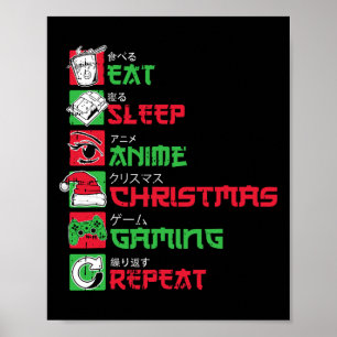 Poster Comer Dormir Anime Jogos Natal Pijama X-mas Holi