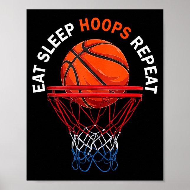 Poster Comer dormir aro repetir fã de basquete basquete (Frente)