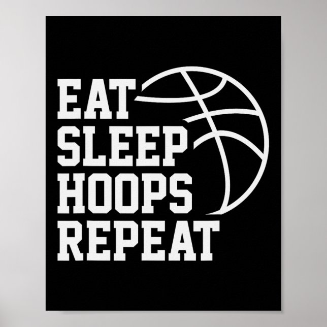 Poster Comer Dormir Basquete Repetir Citação Divertida Fr (Frente)