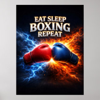 Poster Comer Dormir Boxe Chama