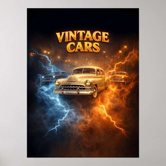 Poster Comer Dormir Carros Antigos (Frente)