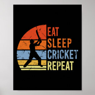Poster Comer Dormir Críquete Repetir - Jogo de Críquete D